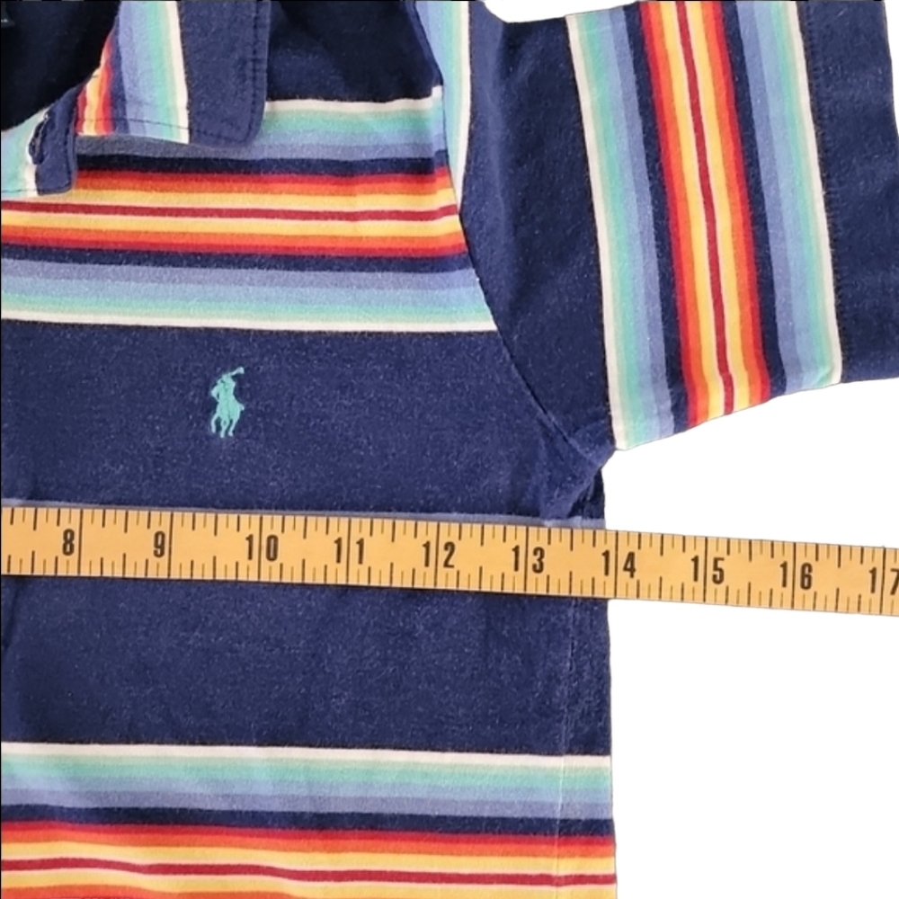 VINTAGE POLO RALPH LAUREN Rainbow Striped Polo Shirt Boys 4T Retro Stripes - Picture 6 of 10